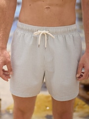 Sage Green Stripe Seersucker Swim Shorts - Image 1 of 8