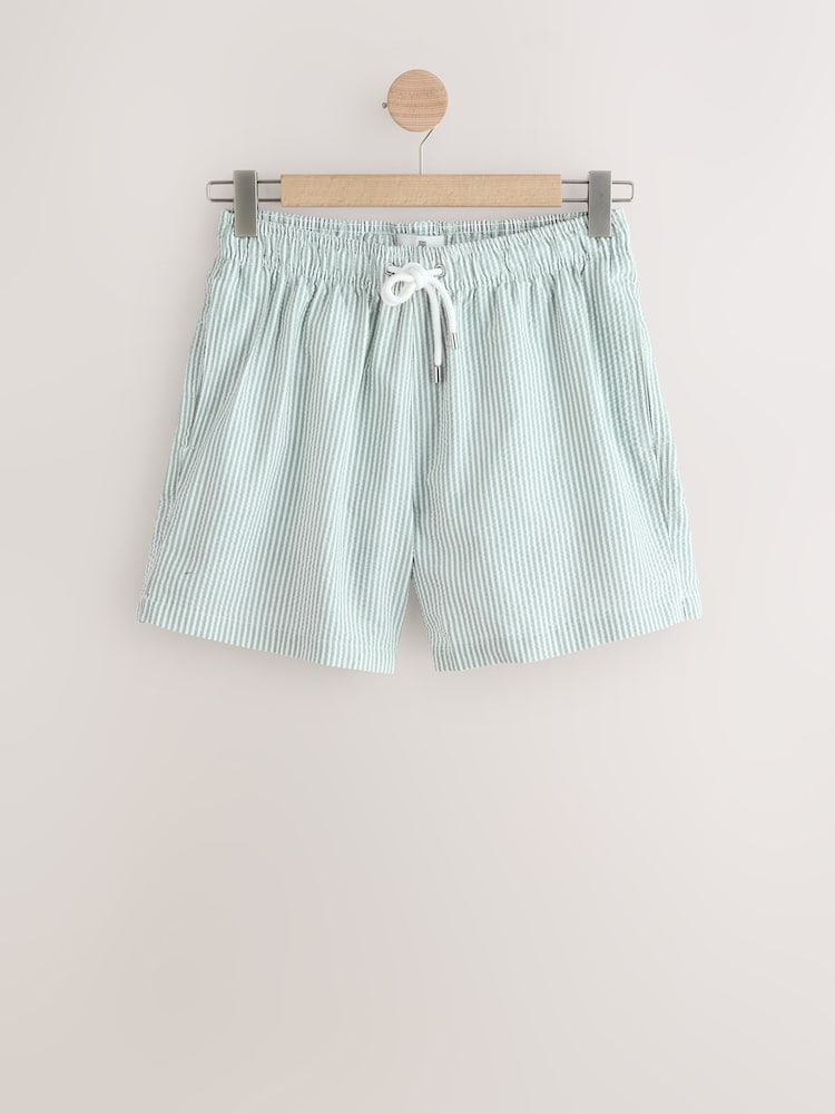 Rayé vert sauge - Short de bain en crépon de coton - Image 6 of 8