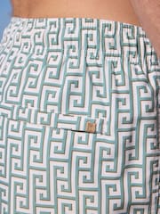 Sage Green Monogram Printed Swim Shorts - Image 6 of 7