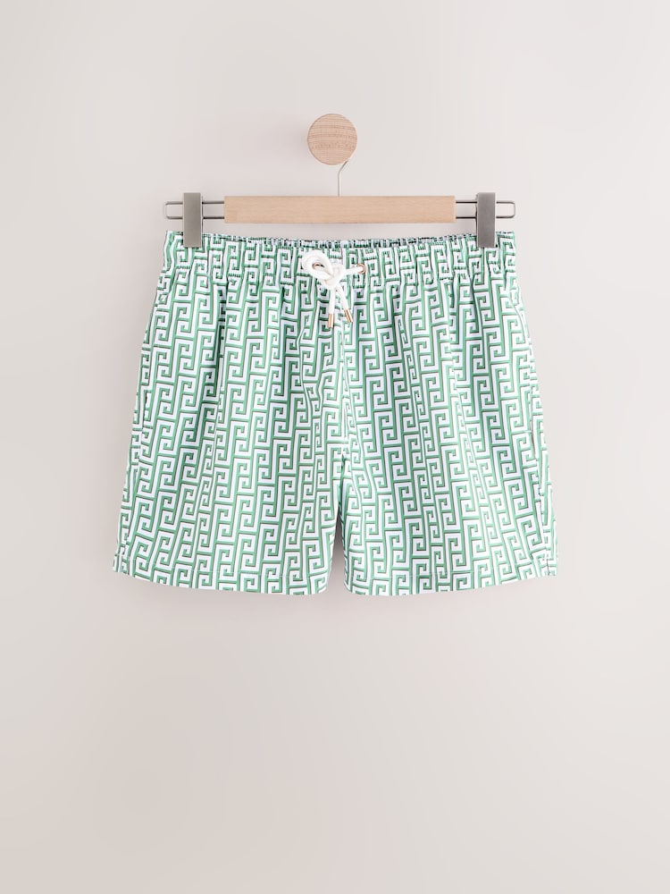 Sage Green Monogram Printed Swim Shorts - Image 7 of 7