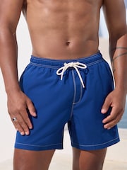 Blue Contrast Stitch Swim Shorts - Image 1 of 8