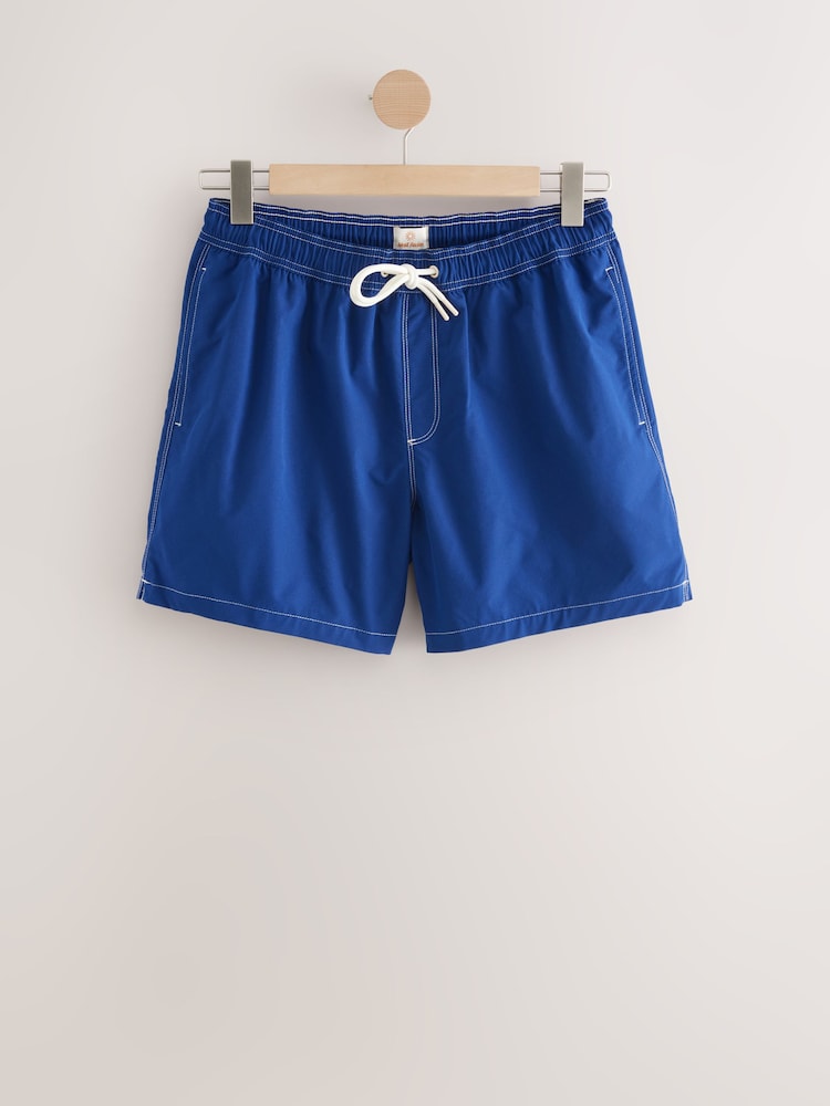 Blue Contrast Stitch Swim Shorts - Image 6 of 8