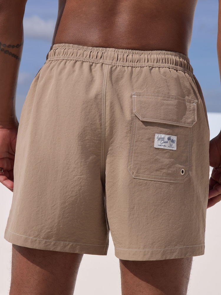 Stone Contrast Stitch Swim Shorts - Image 5 of 10