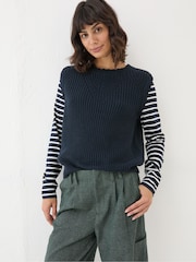 FatFace Navy Heidi 2-in-1 Tank Jersey - Image 1 of 5