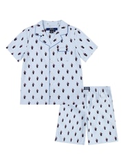 طقم من بيجامة بكُم قصير قطن 100% مُزيّنة بطبعة دب من Polo Ralph Lauren - صورة 2 من 5