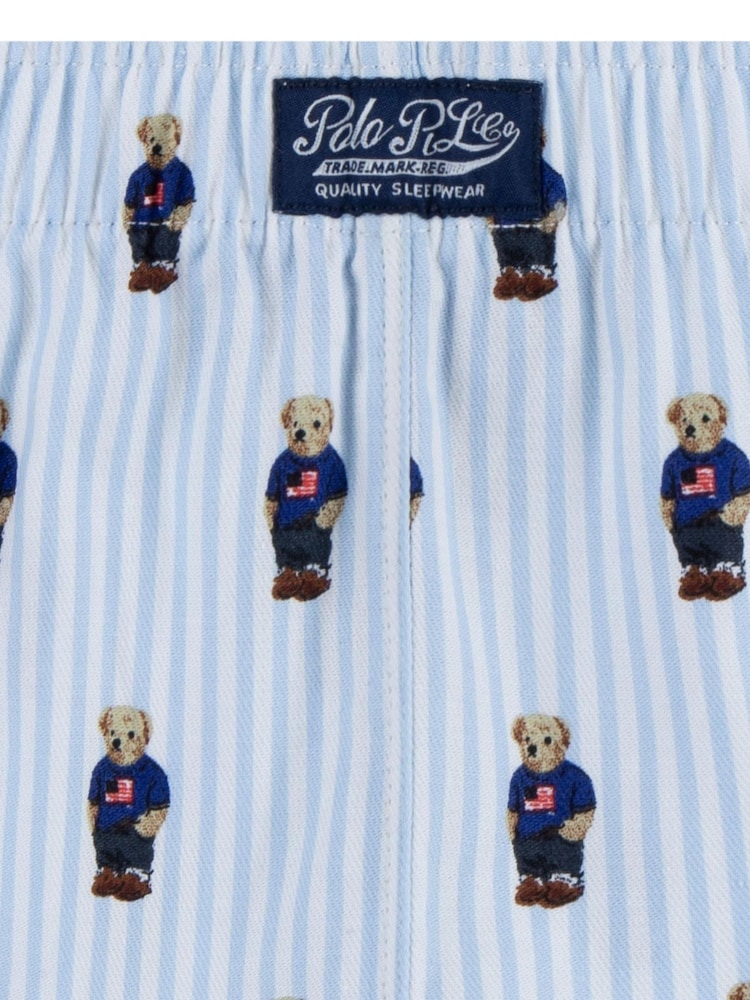 Polo Ralph Lauren White/Blue 100% Cotton Short Sleeve Bear Pyjamas Set - Image 4 of 5