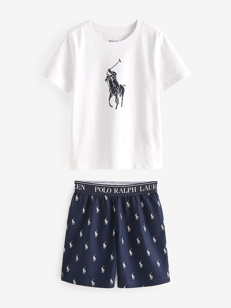 Polo Ralph Lauren Navy 100% Cotton Pyjamas Set - Image 1 of 3