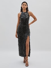 ILTA Sequinned and Beaded Halter-Neck Dress - Image 1 of 6