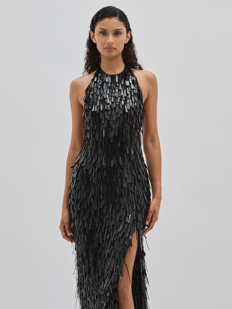 ILTA Sequinned and Beaded Halter-Neck Dress - Image 3 of 6