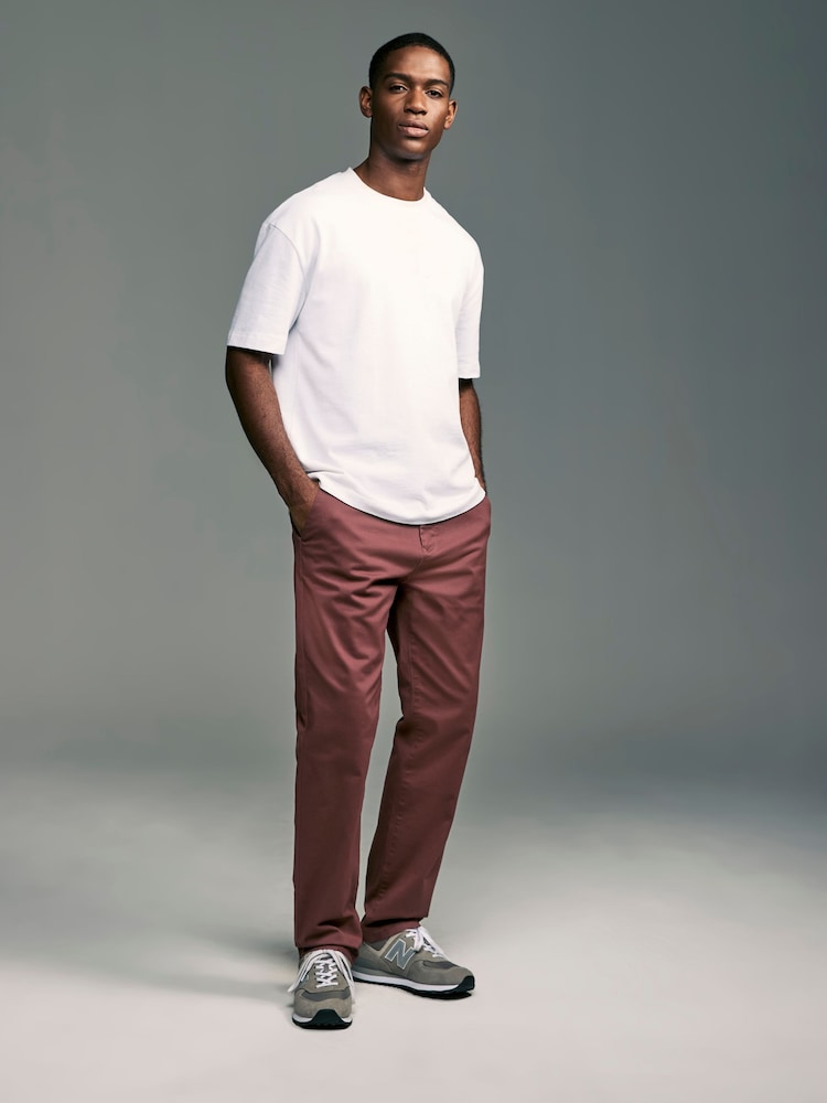 Couleur bourgogne légère - Ajustement droit - Pantalon chino stretch - Image 3 of 9