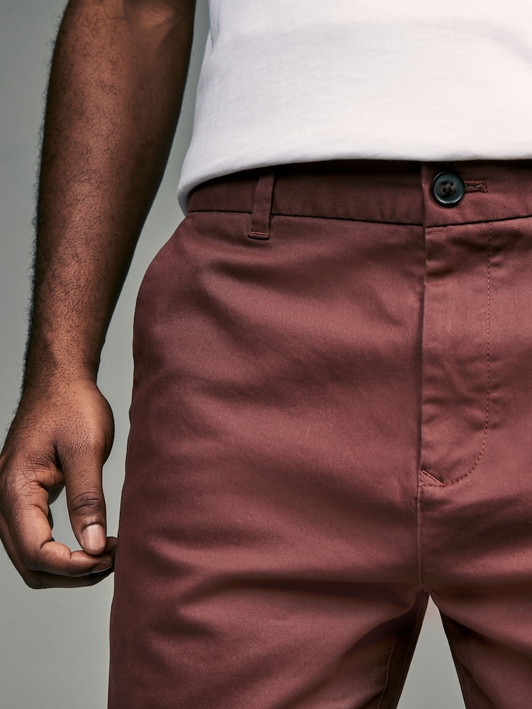 Couleur bourgogne légère - Ajustement droit - Pantalon chino stretch - Image 5 of 9