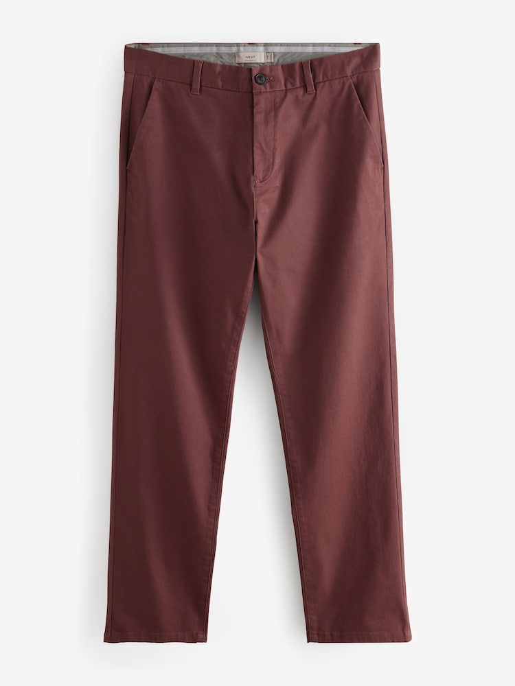 Couleur bourgogne légère - Ajustement droit - Pantalon chino stretch - Image 6 of 9
