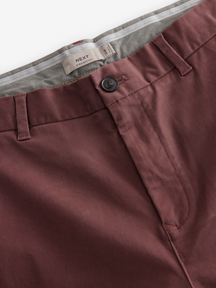 Couleur bourgogne légère - Ajustement droit - Pantalon chino stretch - Image 7 of 9