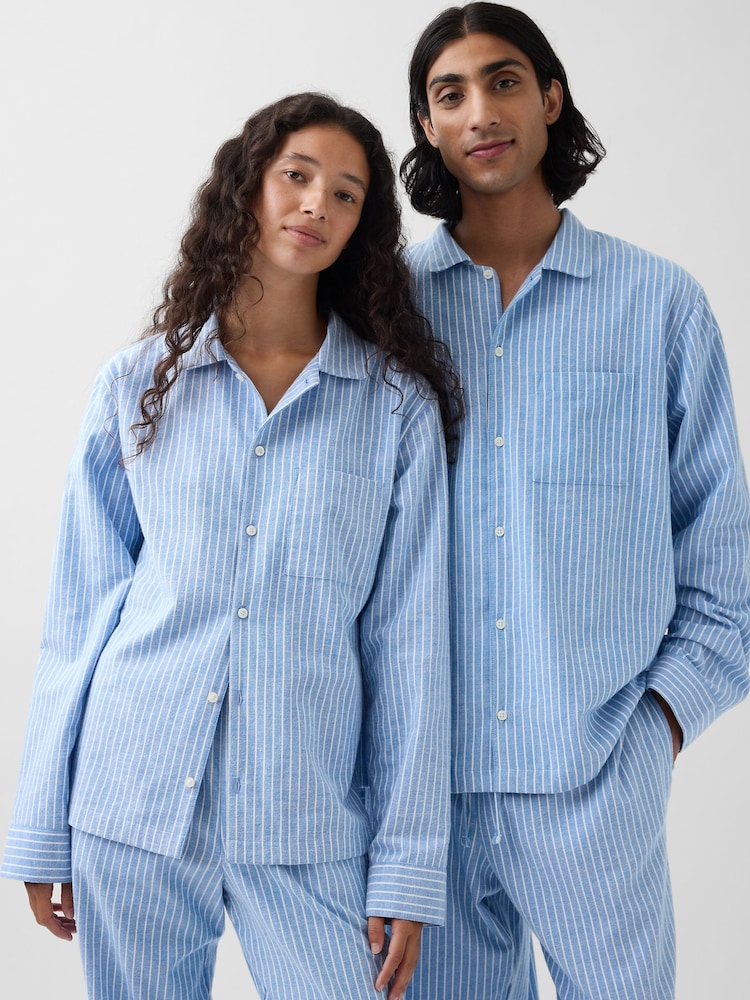 Blauer Streifen - Gap Softest Flannel Pyjamas Top - Bild 4 von 4
