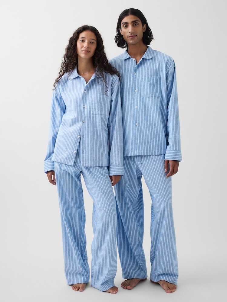 Gap Blue Stripe Softest Flannel Pyjamas Shirt - Image 5 of 5 Gap Blue Stripe Softest Flannel Pyjamas Shirt - Image 5 of 5