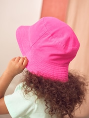 Bright Pink 100% Cotton Bucket Hat (3mths-16yrs) - Image 2 of 4