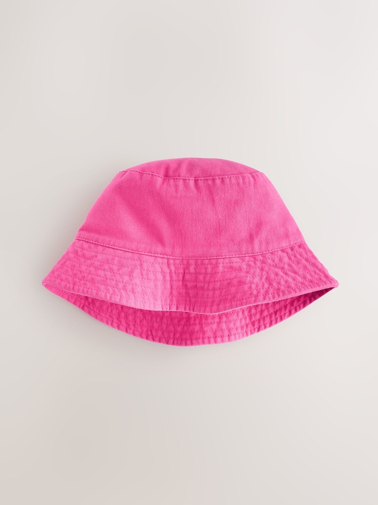 Bright Pink 100% Cotton Bucket Hat (3mths-16yrs) - Image 3 of 4