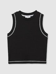 Reiss Black/Ivory Lea Cotton With Stretch Contrast-Stitch Vest - Image 2 of 6