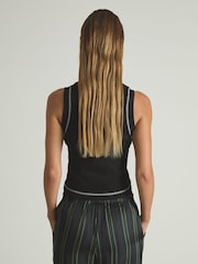 Reiss Black/Ivory Lea Cotton With Stretch Contrast-Stitch Vest - Image 5 of 6
