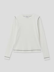 Reiss Ivory/Green Marlie Cotton With Stretch Contrast-Stitch Top - Image 2 of 6