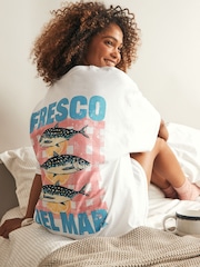 White Fish Oversized 100% Cotton Night T-Shirt - Image 1 of 5