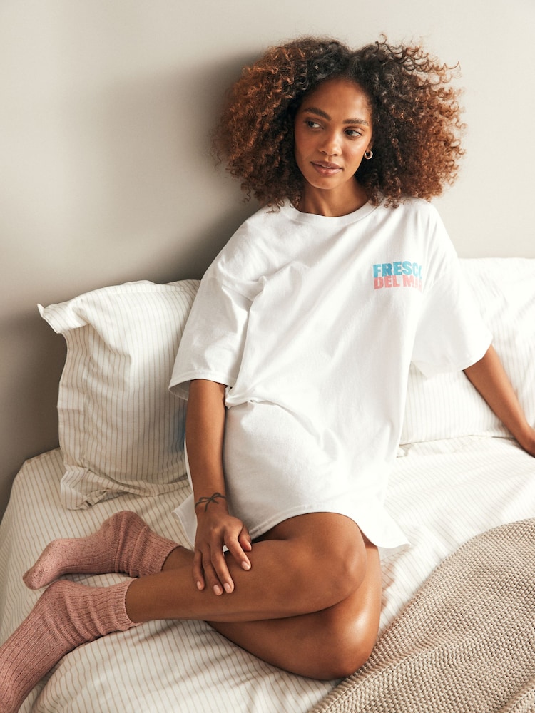 White Fish Oversized 100% Cotton Night T-Shirt - Image 2 of 5