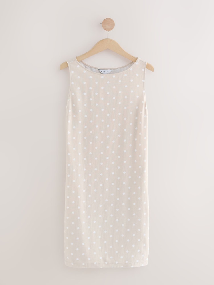 Stone All-Over Print Spot Linen Sleeveless Dress - Image 1 of 3