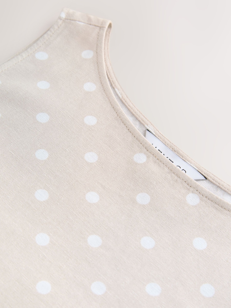 Stone All-Over Print Spot Linen Sleeveless Dress - Image 3 of 3