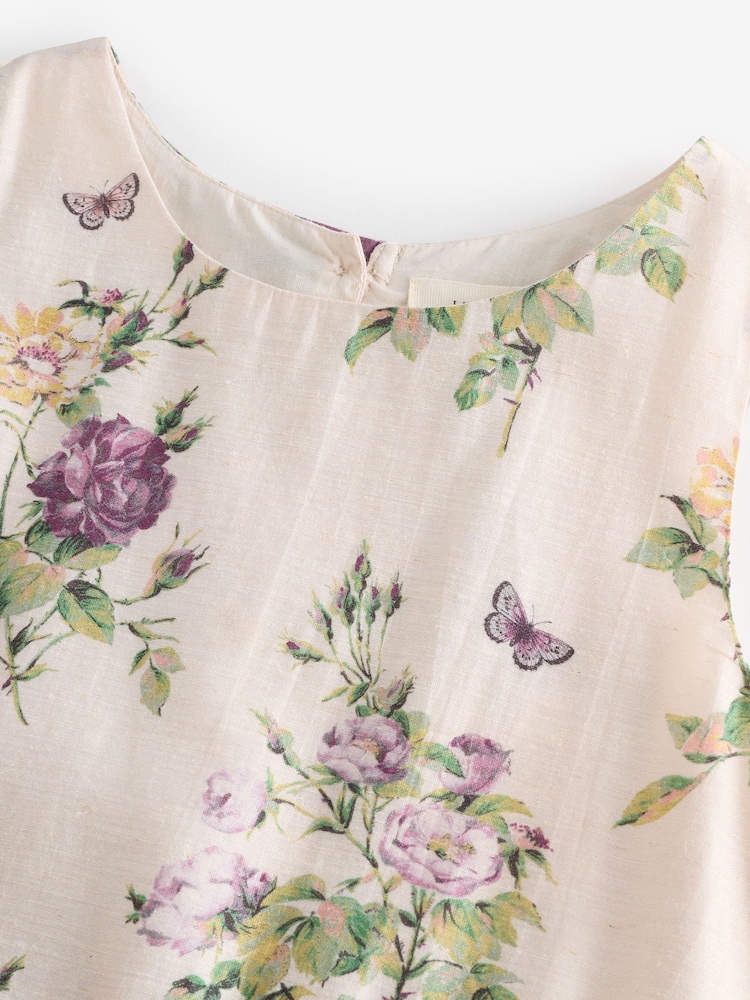 Laura Ashley Cream Floral Bubble Hem Dress - Image 8 of 11