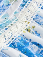 Laura Ashley Blue/White 100% Cotton Megan Floral Playsuit - Image 3 of 4