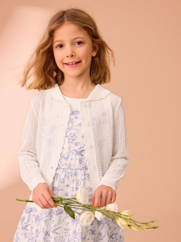 Laura Ashley Ecru White Knit Cardigan - Image 2 of 5