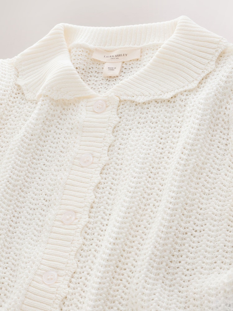 Laura Ashley Ecru White Knit Cardigan - Image 9 of 9