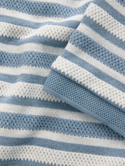 Blue Textured Stripe Button Neck Polo Shirt - Image 8 of 8