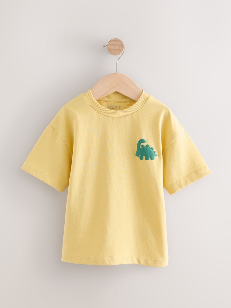Yellow Dino Simple Short Sleeve T-Shirt (3mths-7yrs) - Image 1 of 4