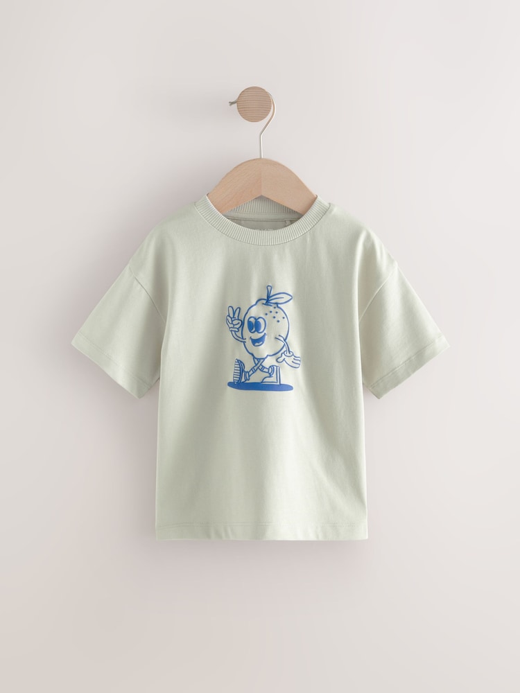 Sage Green Lemon Simple Short Sleeve T-Shirt (3mths-7yrs) - Image 1 of 4