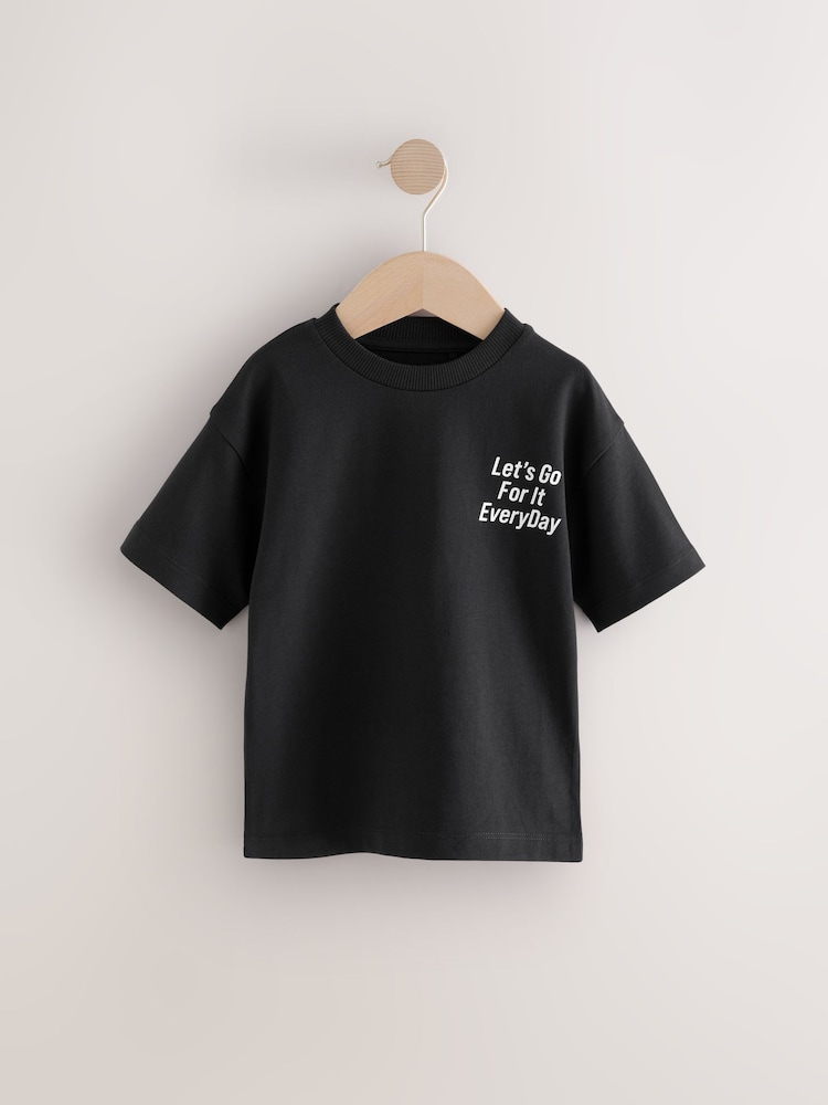 Black Slogan Simple Short Sleeve T-Shirt (3mths-7yrs) - Image 1 of 4