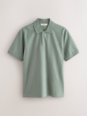 Blue/Sage Green/Grey Textured Coord Polo Shirt And Shorts Set 3 Pack - Image 10 of 17