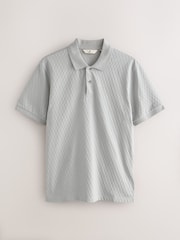 Blue/Sage Green/Grey Textured Coord Polo Shirt And Shorts Set 3 Pack - Image 11 of 17