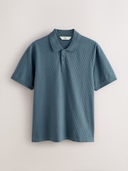 Blue/Sage Green/Grey Textured Coord Polo Shirt And Shorts Set 3 Pack - Image 12 of 17