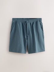 Blue/Sage Green/Grey Textured Coord Polo Shirt And Shorts Set 3 Pack - Image 15 of 17