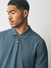 Blue/Sage Green/Grey Textured Coord Polo Shirt And Shorts Set 3 Pack - Image 9 of 17