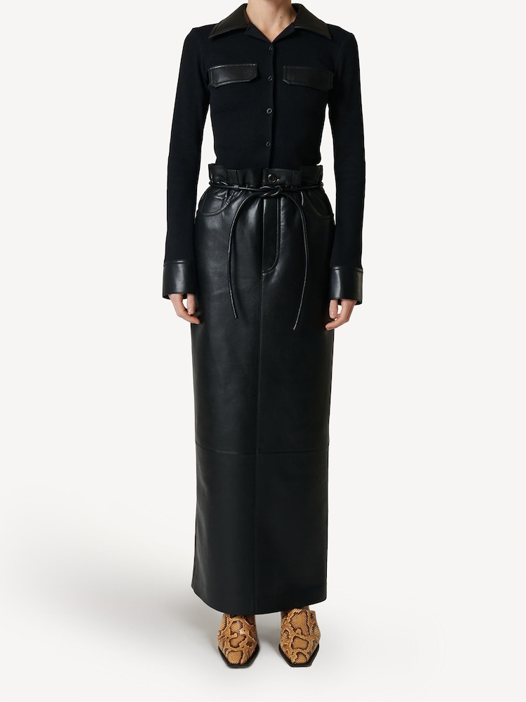 Nanushka Black Kadence Leather Maxi Skirt - Image 1 of 3