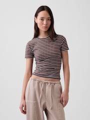 Gap Brown Stripe CloseKnit Jersey Short Sleeve T-Shirt - Image 1 of 4