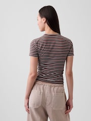 Gap Brown Stripe CloseKnit Jersey Short Sleeve T-Shirt - Image 2 of 4