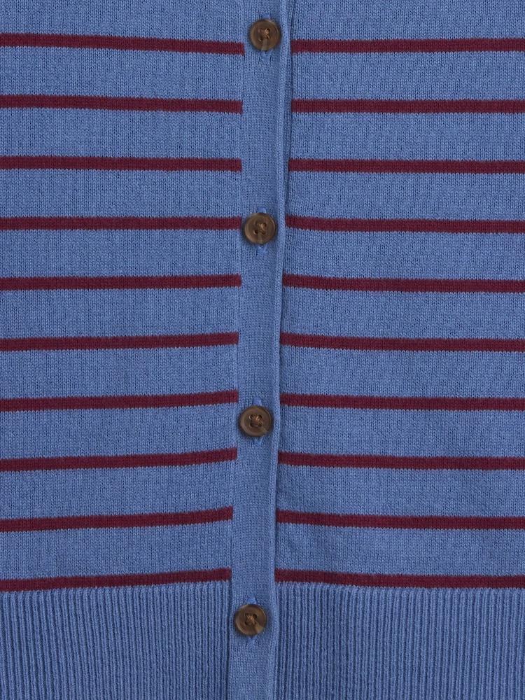 Gap Blue/Burgundy Stripe Crew Neck Cardigan - Image 5 of 5