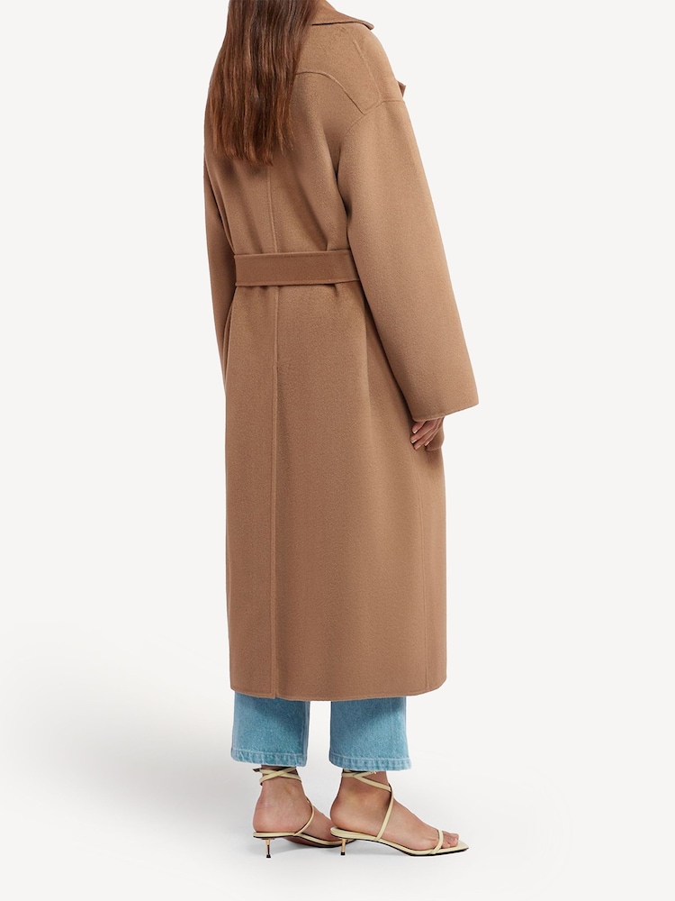 Nanushka Brown Alamo Wool/Silk Blend Robe Coat - Image 2 of 3