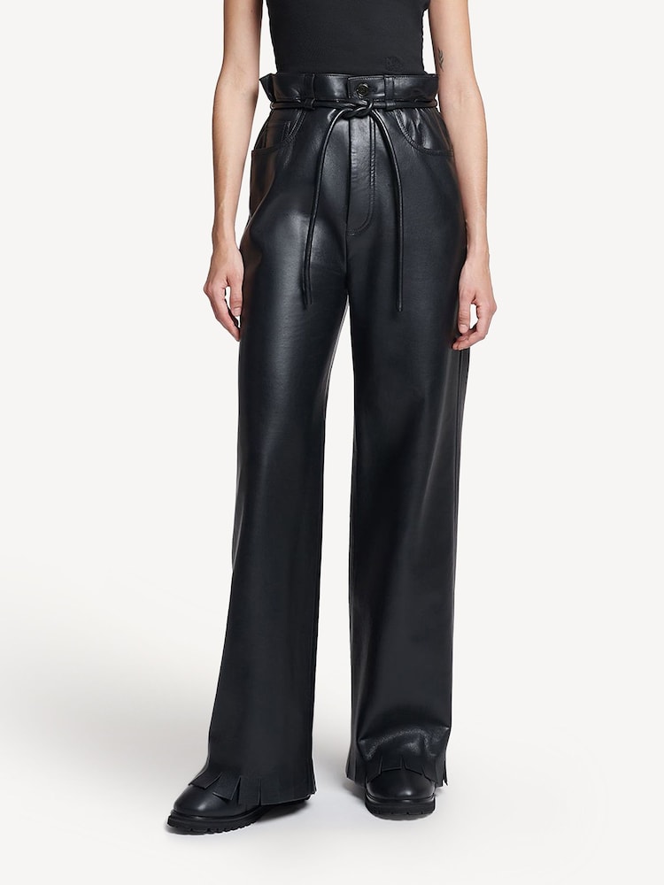 Nanushka Black Harlee Leather Wide Leg Trousers - Image 1 of 4