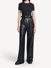 Nanushka Black Harlee Leather Wide Leg Trousers - Image 3 of 4