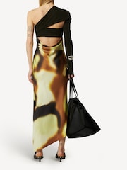 Nanushka Black Eirah Silk One Shoulder Midi Dress - Image 2 of 3