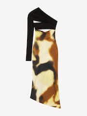 Nanushka Black Eirah Silk One Shoulder Midi Dress - Image 3 of 3